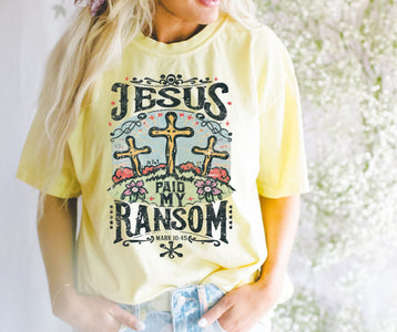 Jesus Paid My Ransom Light Yellow Graphic Tee - Graphic Tee - The Red Rival