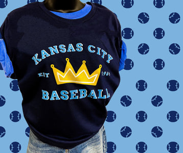 Kansas City Baseball Crown Navy Graphic Tee - Tees & Sweatshirts - The Red Rival