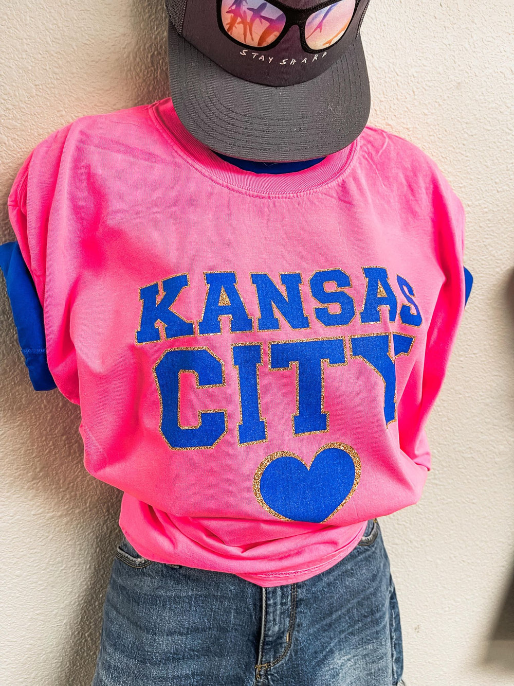 Kansas City Chenille Letters Neon Pink Tee - Tees & Sweatshirts - The Red Rival