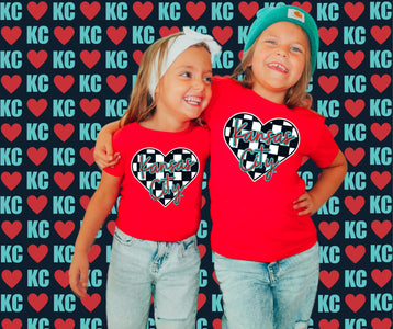 Kansas City Soccer Checkered Heart Red Tee - Graphic Tee - The Red Rival