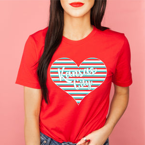 KC Current Colors Kansas City Striped Heart Red Tee - Tees & Sweatshirts - The Red Rival