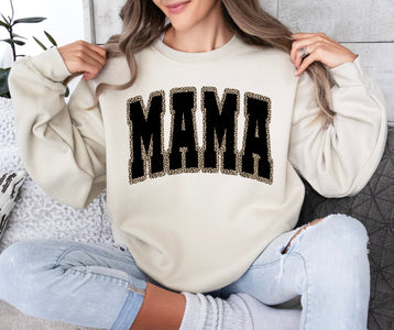 Mama Leopard Outlined Tan Sweatshirt - Graphic Tee - The Red Rival