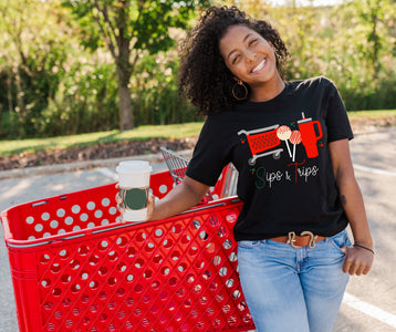 Red Sips & Trips Black Graphic Tee - Wholesale - The Red Rival