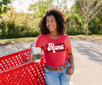 Retro Checkered Mama Red Graphic Tee - Graphic Tee - The Red Rival