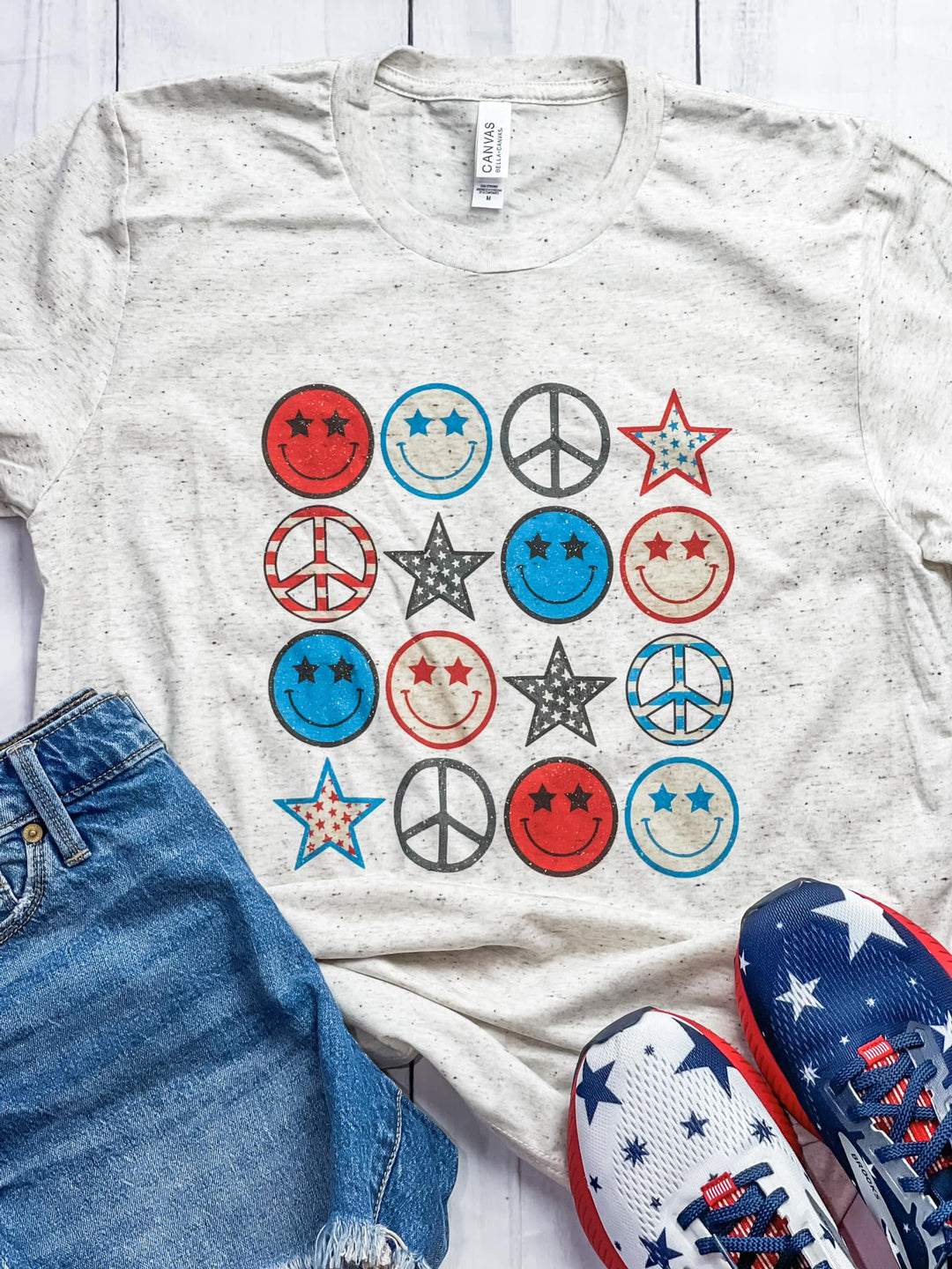 Retro Patriotic Smile Face Pattern - Tees & Sweatshirts - The Red Rival