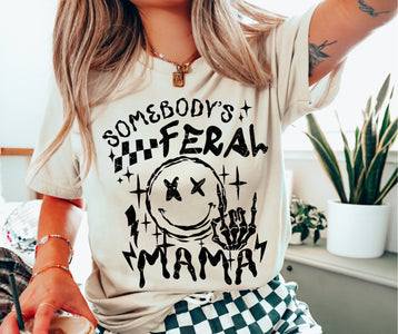 Somebody's Feral Mama Ivory Graphic Tee - Graphic Tee - The Red Rival