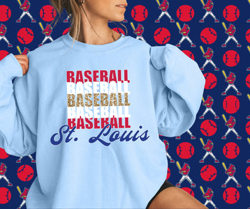 St. Louis Baseball Repeat Light Blue Graphic Sweatshirt - Graphic Tee - The Red Rival