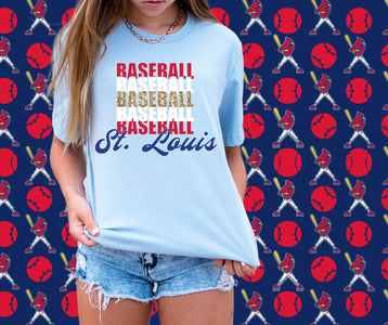 St. Louis Baseball Repeat Light Blue Graphic Tee - Tees - The Red Rival