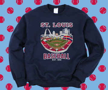 St. Louis Stadium Baseball Navy Graphic Sweatshirt - Graphic Tee - The Red Rival