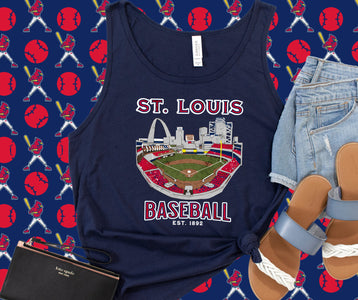 St. Louis Stadium Baseball Navy Graphic Tank - Graphic Tee - The Red Rival