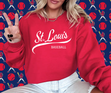 St Louis White Script Red Graphic Sweatshirt - Graphic Tee - The Red Rival