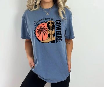 Sunkissed Cowgirl Denim Tee - Graphic Tee - The Red Rival