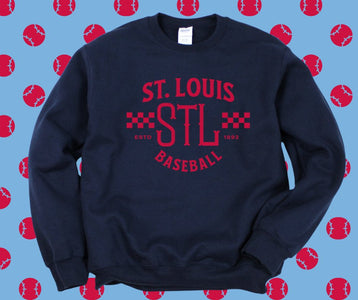 Vintage St. Louis Baseball Navy Graphic Sweatshirt - Graphic Tee - The Red Rival
