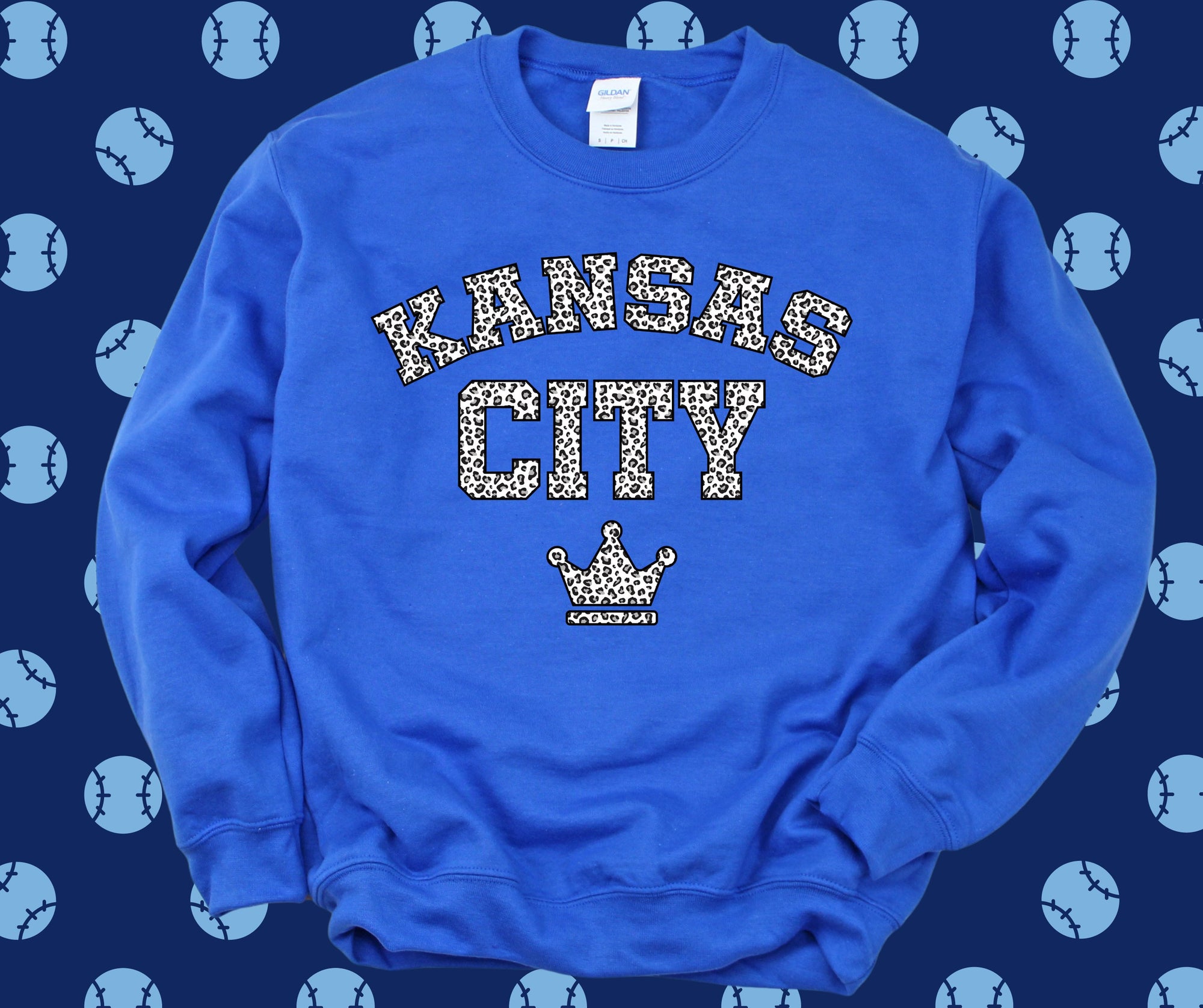 White Leopard Kansas City Blue Graphic Sweatshirt - Graphic Tee - The Red Rival